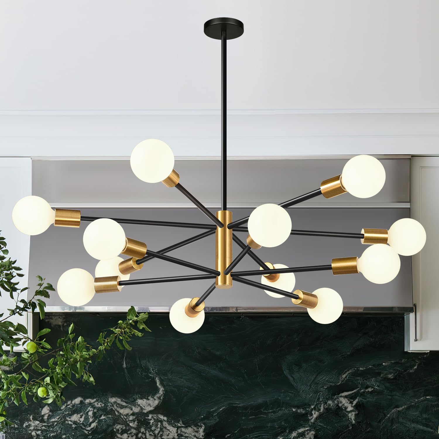 ELEPHANTBOAT® Modern Metal Chandelier Light Fixture, 12-Light Modern Flush Mount Ceiling Light for Living Room, Iron Cast Ceiling Light for Bedroom, Dining Room, Office, E27 Light Bubble Not Included ELEPHANTBOAT® Modern Metal Chandelier Light Fixture, 12-Light Modern Flush Mount Ceiling Light for Living Room, Iron Cast Ceiling Light for Bedroom, Dining Room, Office, E27 Light Bubble Not Included